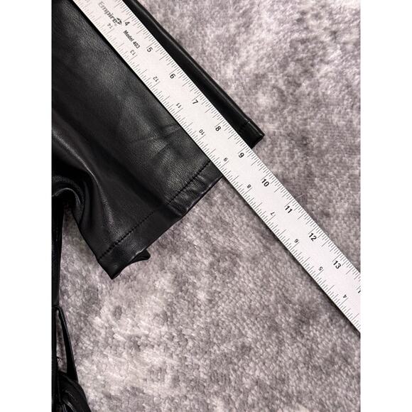 House of Harlow Dress XS Womens Black Vegan Leather Button Up Belted Mini - Picture 5 of 8